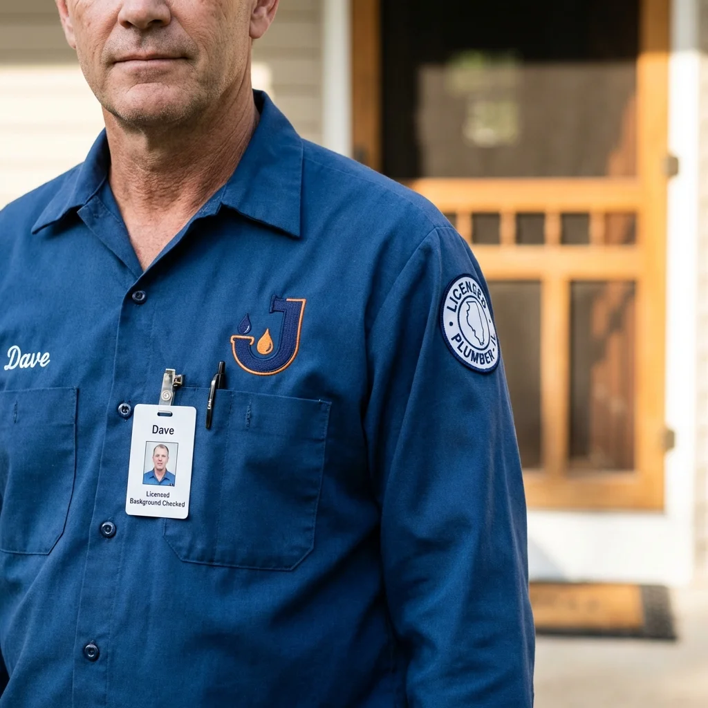 Licensed plumber showing ID badge in Cedarville, AR