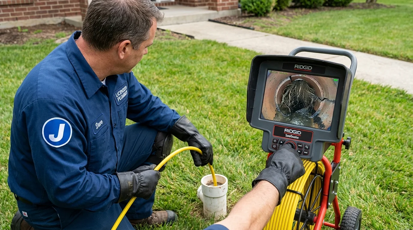 Sewer camera inspection being performed by Johns Plumbing LLC in Cedarville