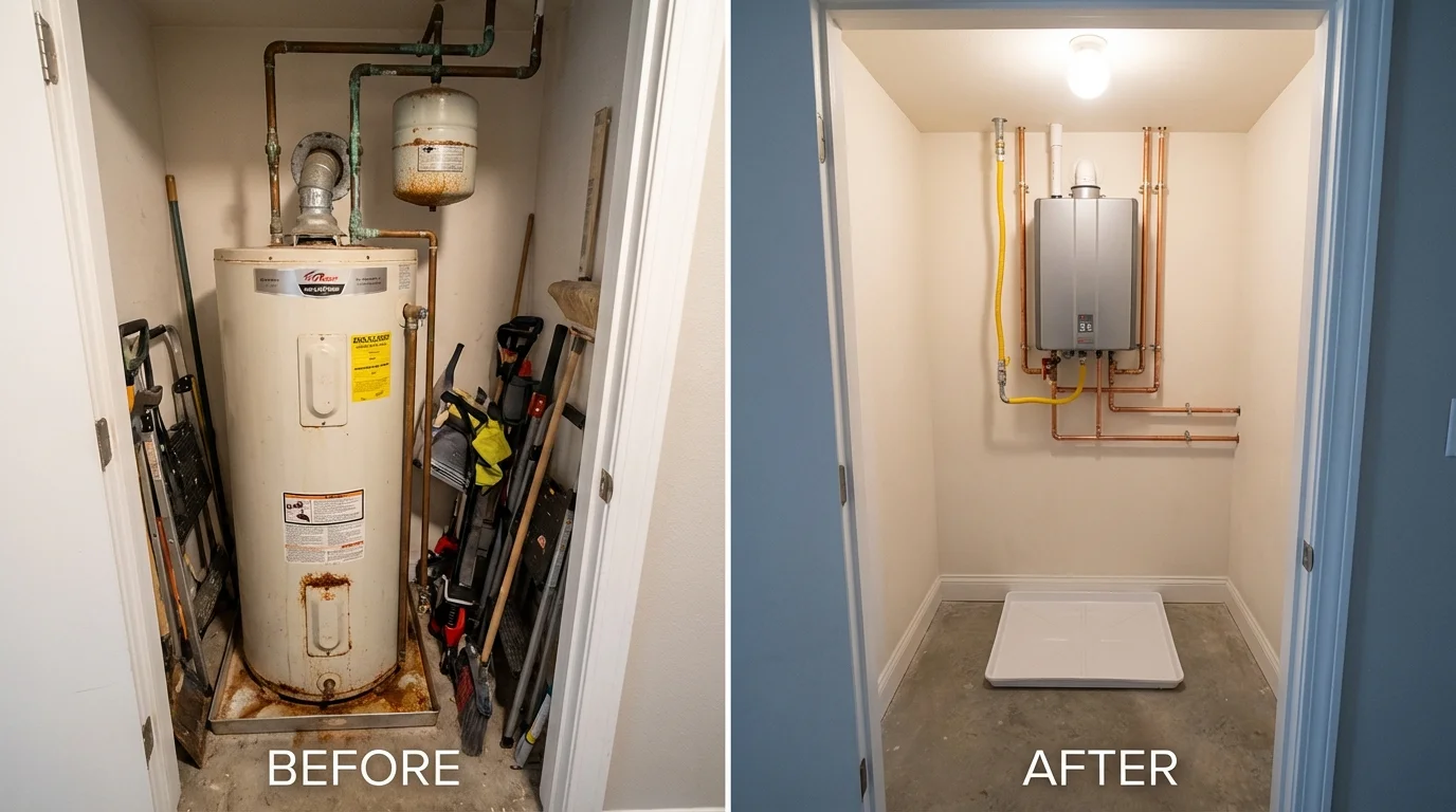 Tank water heater versus wall-mounted tankless unit comparison for Cedarville, AR homeowners